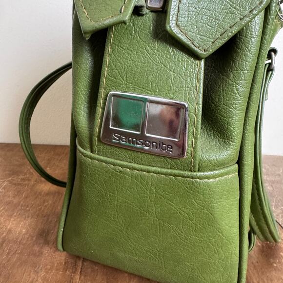 Vintage Samsonite Silhouette Denver, CO Green Zipper Carry-on Train Bag Handles - Picture 5 of 16